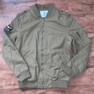 Wenven Men’s Khaki Bomber Jacket Size Small
